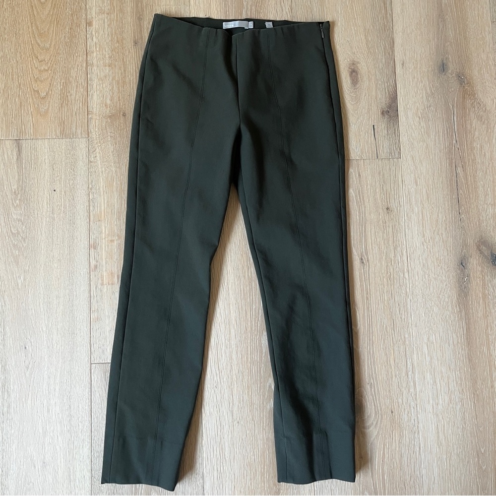 VINCE women’s Taped Trousers Slit Ankle Dark Green Sz M *P19